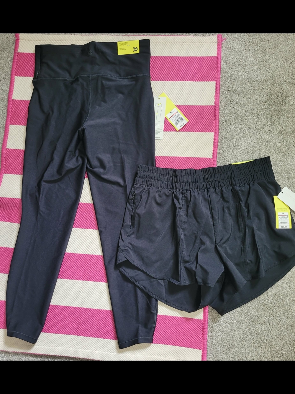 2pk Black Athletic Leggings and Short Set - Performance Activewear Size M